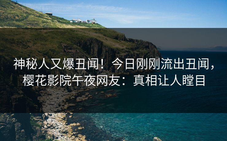 神秘人又爆丑闻！今日刚刚流出丑闻，樱花影院午夜网友：真相让人瞠目