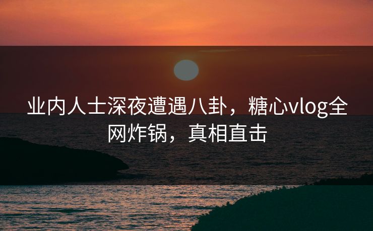 业内人士深夜遭遇八卦，糖心vlog全网炸锅，真相直击