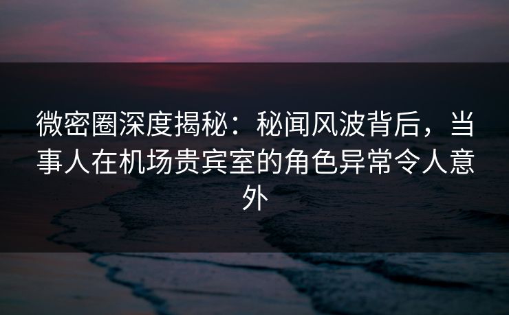 微密圈深度揭秘：秘闻风波背后，当事人在机场贵宾室的角色异常令人意外